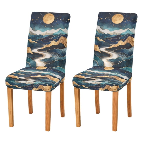 Yayeee 2 Pack Dining Chair Covers Stretch Parson Chairs Slipcovers Seat Protector, Green Mountains