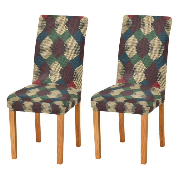 Yayeee 2 Pack Dining Chair Covers Stretch Parson Chairs Slipcovers Seat Protector, Green Tartan Pattern