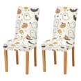 thumbnail image 1 of Yayeee 2 Pack Dining Chair Covers Stretch Parson Chairs Slipcovers Seat Protector, Halloween Happy Ghosts, 1 of 6
