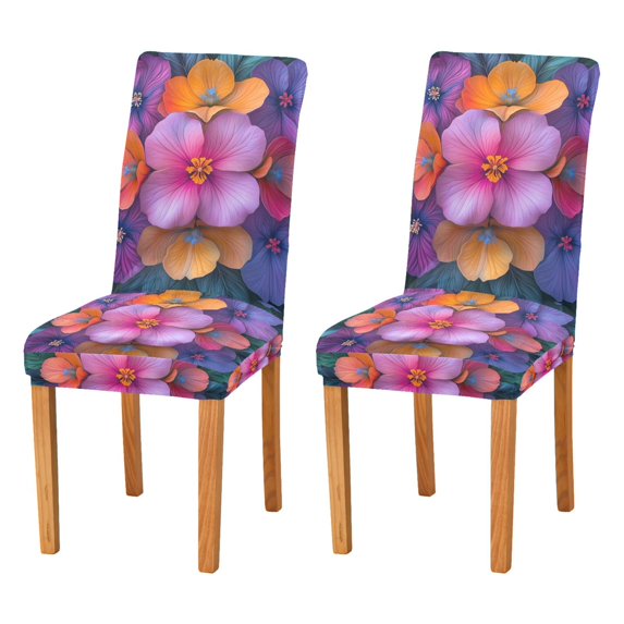Yayeee 2 Pack Dining Chair Covers Stretch Parson Chairs Slipcovers Seat Protector, Large Purple Flowers