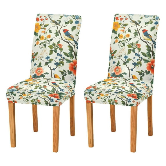 Yayeee 2 Pack Dining Chair Covers Stretch Parson Chairs Slipcovers Seat Protector, Light Green Floral Pattern