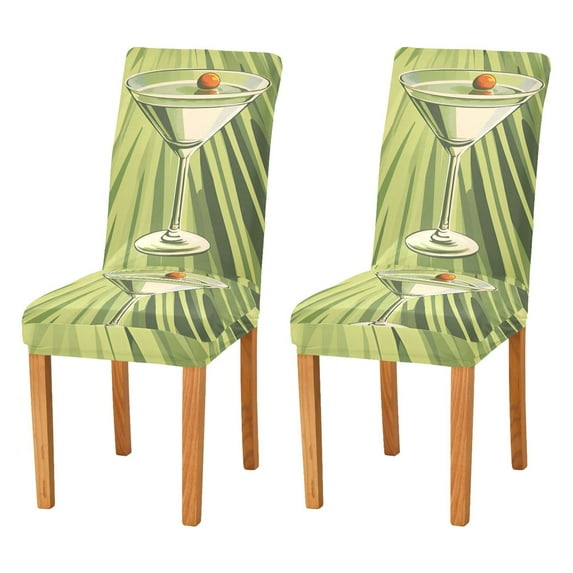 Yayeee 2 Pack Dining Chair Covers Stretch Parson Chairs Slipcovers Seat Protector, Light Green Martini