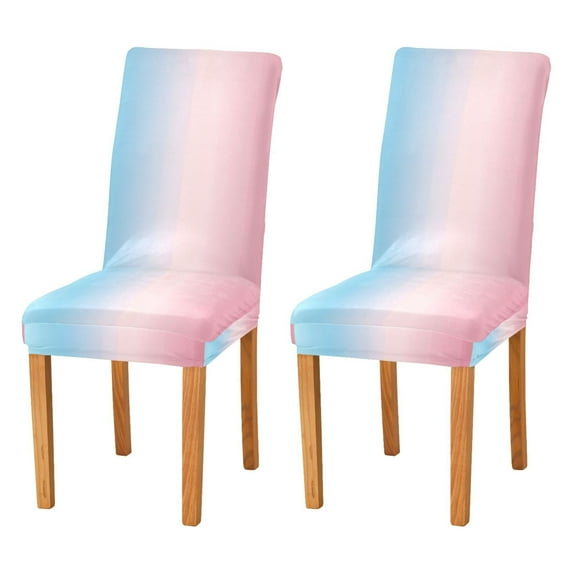 Yayeee 2 Pack Dining Chair Covers Stretch Parson Chairs Slipcovers Seat Protector, Light Pink Gradient