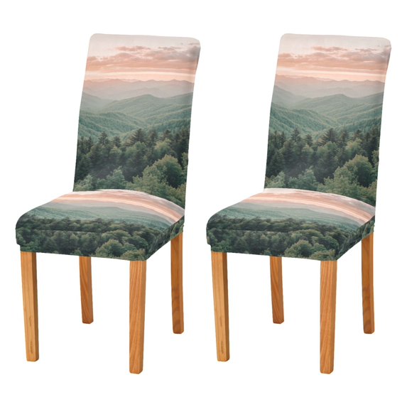 Yayeee 2 Pack Dining Chair Covers Stretch Parson Chairs Slipcovers Seat Protector, Mountains at Dawn