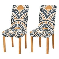 Yayeee 2 Pack Dining Chair Covers Stretch Parson Chairs Slipcovers Seat Protector, Orange Art Pattern