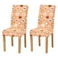 thumbnail image 1 of Yayeee 2 Pack Dining Chair Covers Stretch Parson Chairs Slipcovers Seat Protector, Orange Ghost Plaid Pattern, 1 of 6