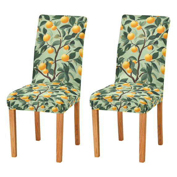 Yayeee 2 Pack Dining Chair Covers Stretch Parson Chairs Slipcovers Seat Protector, Orange Tree