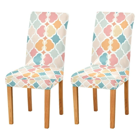 Yayeee 2 Pack Dining Chair Covers Stretch Parson Chairs Slipcovers Seat Protector, Pink Abstract Pattern