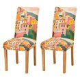 thumbnail image 1 of Yayeee 2 Pack Dining Chair Covers Stretch Parson Chairs Slipcovers Seat Protector, Pink Cityscape Painting, 1 of 6