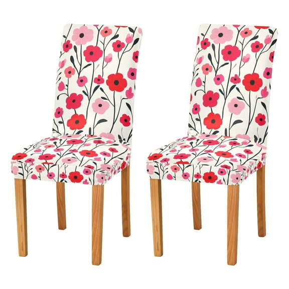 Yayeee 2 Pack Dining Chair Covers Stretch Parson Chairs Slipcovers Seat Protector, Pink Floral