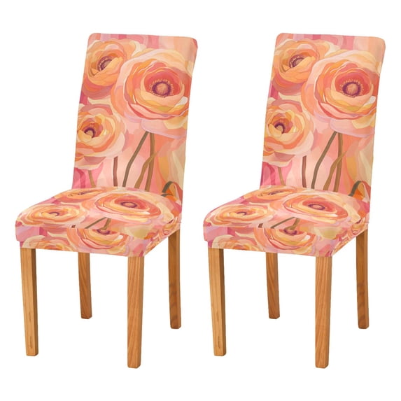 Yayeee 2 Pack Dining Chair Covers Stretch Parson Chairs Slipcovers Seat Protector, Pink Flowers