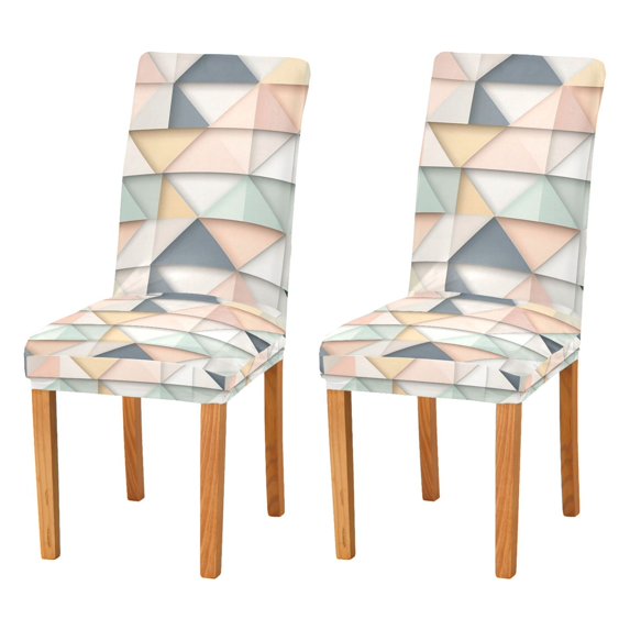 Yayeee 2 Pack Dining Chair Covers Stretch Parson Chairs Slipcovers Seat Protector, Pink Geometric