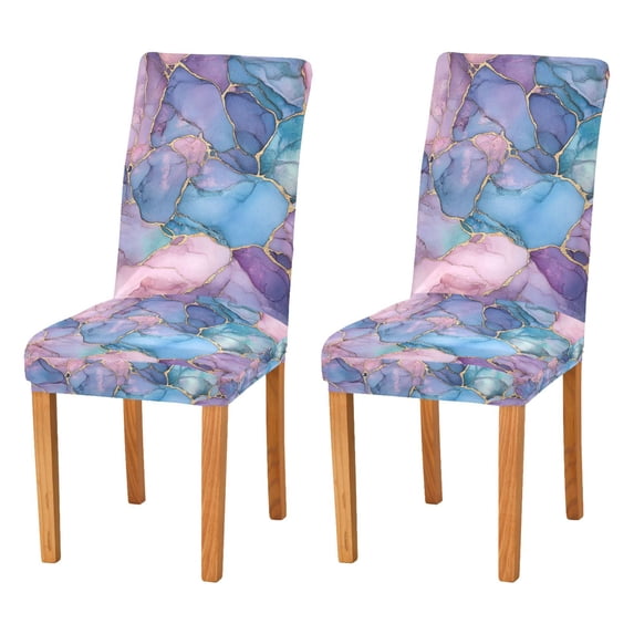 Yayeee 2 Pack Dining Chair Covers Stretch Parson Chairs Slipcovers Seat Protector, Pink Marble Pattern