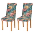 thumbnail image 1 of Yayeee 2 Pack Dining Chair Covers Stretch Parson Chairs Slipcovers Seat Protector, Pink Water Lilies Pattern, 1 of 6