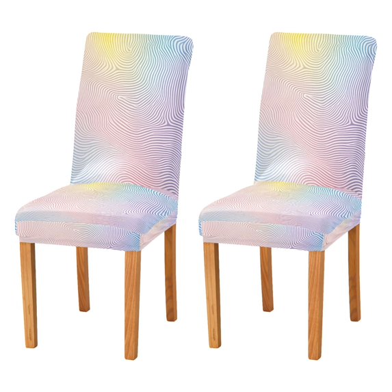 Yayeee 2 Pack Dining Chair Covers Stretch Parson Chairs Slipcovers Seat Protector, Pink Wavy Striped