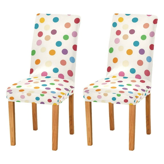 Yayeee 2 Pack Dining Chair Covers Stretch Parson Chairs Slipcovers Seat Protector, Polka Dot