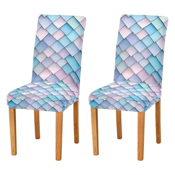 Yayeee 2 Pack Dining Chair Covers Stretch Parson Chairs Slipcovers Seat Protector, Purple Art Pattern