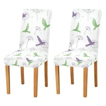 Yayeee 2 Pack Dining Chair Covers Stretch Parson Chairs Slipcovers Seat Protector, Purple Birds