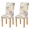 thumbnail image 1 of Yayeee 2 Pack Dining Chair Covers Stretch Parson Chairs Slipcovers Seat Protector, Purple Floral Rabbit, 1 of 6