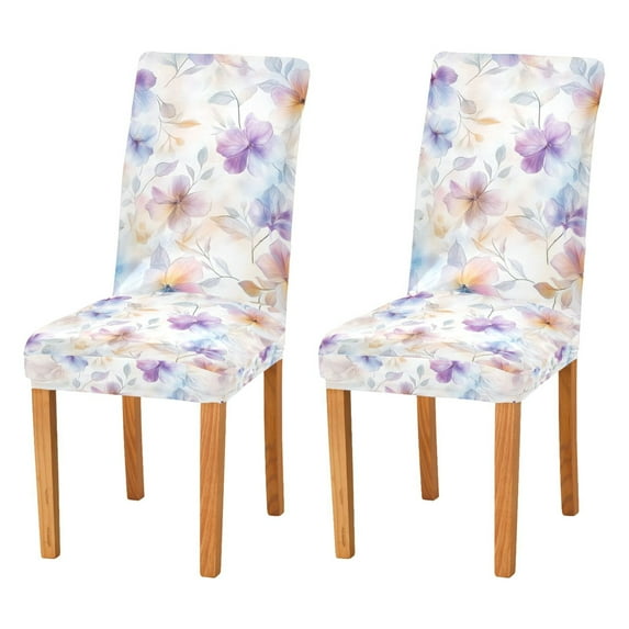 Yayeee 2 Pack Dining Chair Covers Stretch Parson Chairs Slipcovers Seat Protector, Purple Flower Pattern