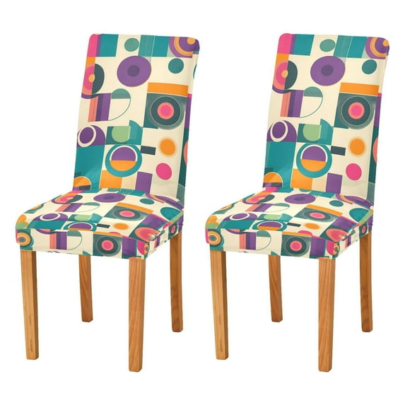 Yayeee 2 Pack Dining Chair Covers Stretch Parson Chairs Slipcovers Seat Protector, Purple Geometric