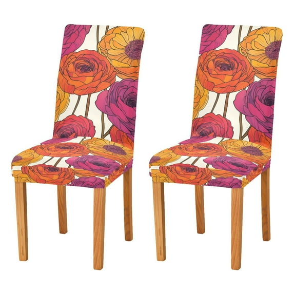 Yayeee 2 Pack Dining Chair Covers Stretch Parson Chairs Slipcovers Seat Protector, Purple Hand Drawn Floral