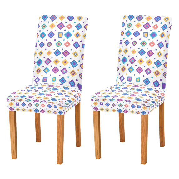 Yayeee 2 Pack Dining Chair Covers Stretch Parson Chairs Slipcovers Seat Protector, Purple Retro Shapes