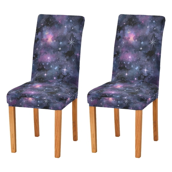 Yayeee 2 Pack Dining Chair Covers Stretch Parson Chairs Slipcovers Seat Protector, Purple Sky Pattern