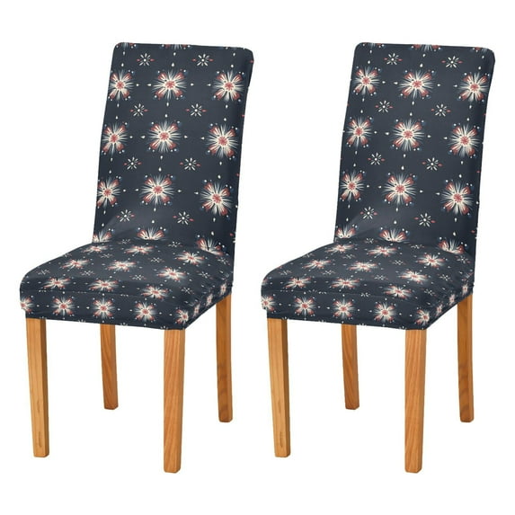 Yayeee 2 Pack Dining Chair Covers Stretch Parson Chairs Slipcovers Seat Protector, Red Fireworks Pattern
