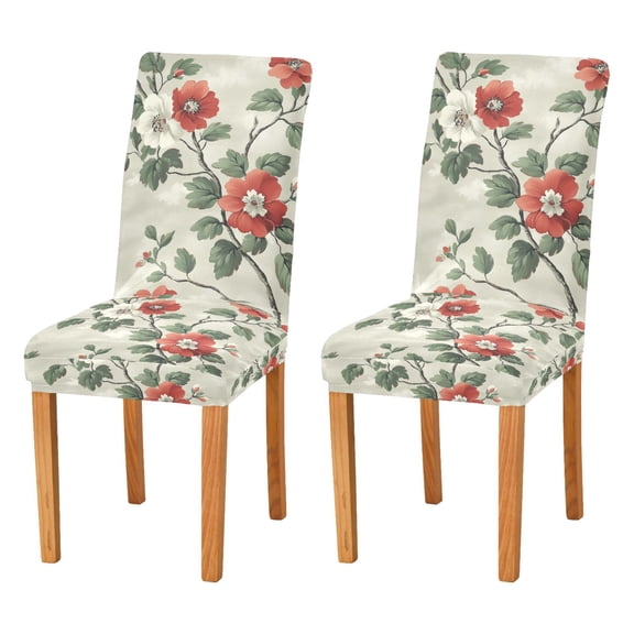 Yayeee 2 Pack Dining Chair Covers Stretch Parson Chairs Slipcovers Seat Protector, Red Floral Pattern
