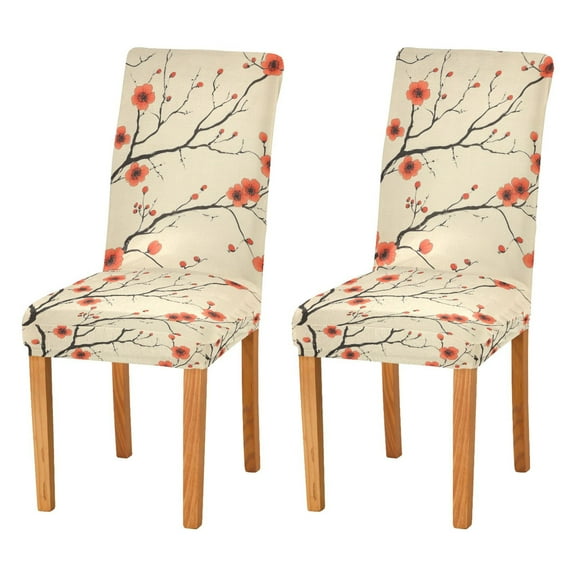 Yayeee 2 Pack Dining Chair Covers Stretch Parson Chairs Slipcovers Seat Protector, Red Floral Pattern