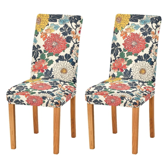 Yayeee 2 Pack Dining Chair Covers Stretch Parson Chairs Slipcovers Seat Protector, Red Flowers Pattern
