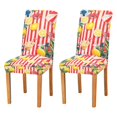 thumbnail image 1 of Yayeee 2 Pack Dining Chair Covers Stretch Parson Chairs Slipcovers Seat Protector, Red Striped Lemon, 1 of 6