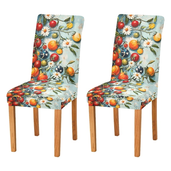 Yayeee 2 Pack Dining Chair Covers Stretch Parson Chairs Slipcovers Seat Protector, Red Tomatoes