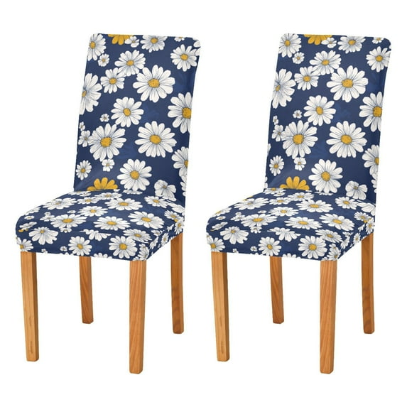 Yayeee 2 Pack Dining Chair Covers Stretch Parson Chairs Slipcovers Seat Protector, Retro Daisy Pattern