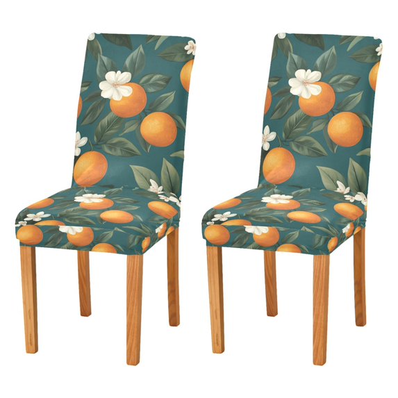Yayeee 2 Pack Dining Chair Covers Stretch Parson Chairs Slipcovers Seat Protector, Retro Floral Orange
