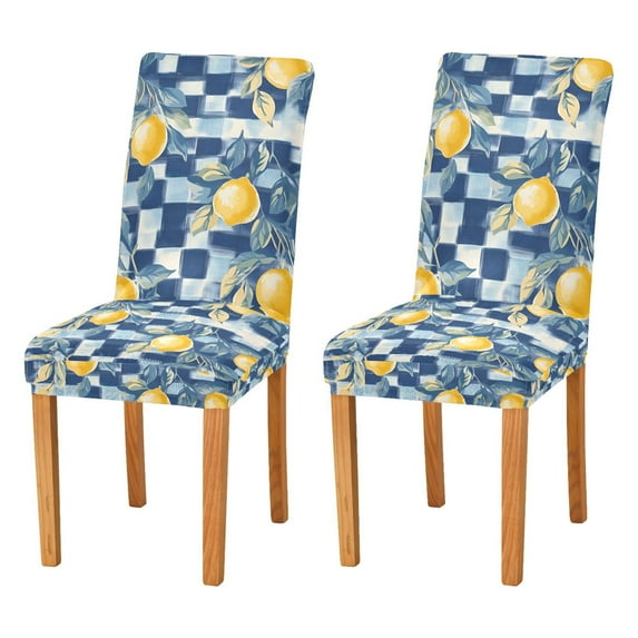 Yayeee 2 Pack Dining Chair Covers Stretch Parson Chairs Slipcovers Seat Protector, Retro Plaid Lemon