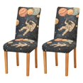 thumbnail image 1 of Yayeee 2 Pack Dining Chair Covers Stretch Parson Chairs Slipcovers Seat Protector, Retro Watercolor Planet, 1 of 6