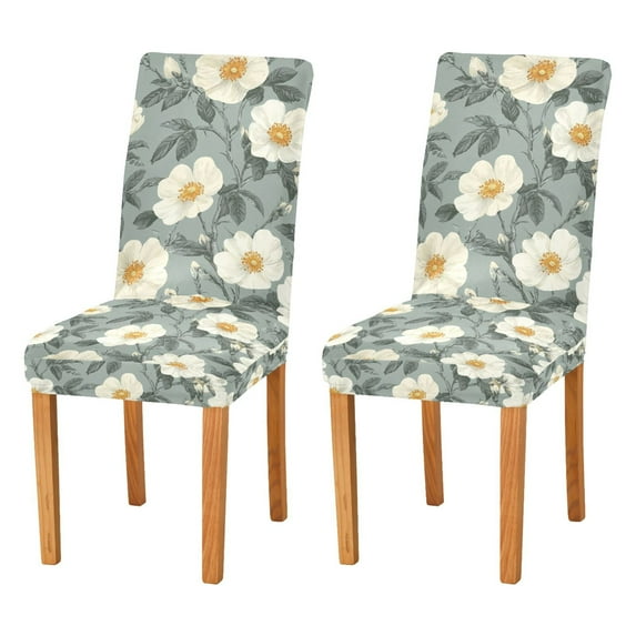 Yayeee 2 Pack Dining Chair Covers Stretch Parson Chairs Slipcovers Seat Protector, Sage Green Flower Pattern