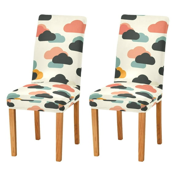 Yayeee 2 Pack Dining Chair Covers Stretch Parson Chairs Slipcovers Seat Protector, Simple Clouds