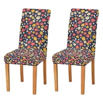 Yayeee 2 Pack Dining Chair Covers Stretch Parson Chairs Slipcovers Seat Protector, Small Colorful Flower