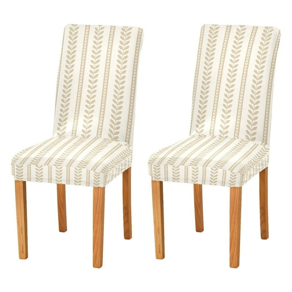 Yayeee 2 Pack Dining Chair Covers Stretch Parson Chairs Slipcovers Seat Protector, Soft Brown Abstract Pattern