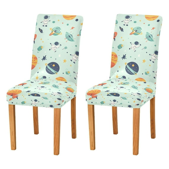 Yayeee 2 Pack Dining Chair Covers Stretch Parson Chairs Slipcovers Seat Protector, Space Patterns