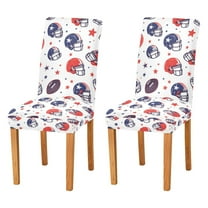 Yayeee 2 Pack Dining Chair Covers Stretch Parson Chairs Slipcovers Seat Protector, Star Spangled Helmets