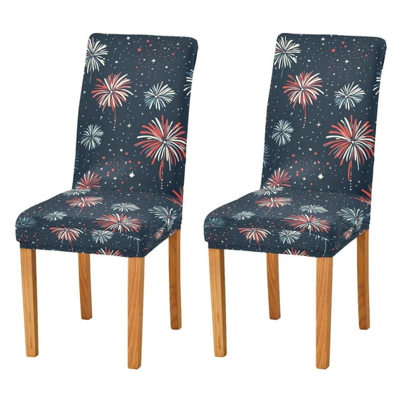Yayeee 2 Pack Dining Chair Covers Stretch Parson Chairs Slipcovers Seat Protector, Starry Fireworks Pattern