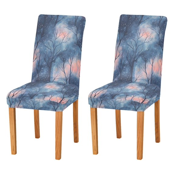 Yayeee 2 Pack Dining Chair Covers Stretch Parson Chairs Slipcovers Seat Protector, Trees in The Night