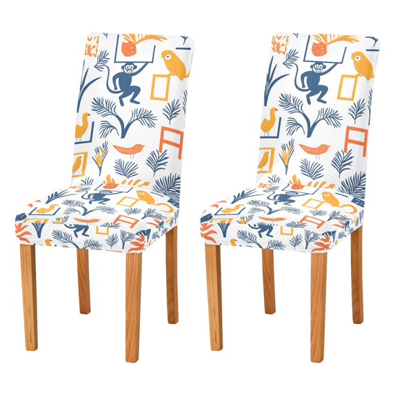 Yayeee 2 Pack Dining Chair Covers Stretch Parson Chairs Slipcovers Seat Protector, Tropical Jungle Vibes