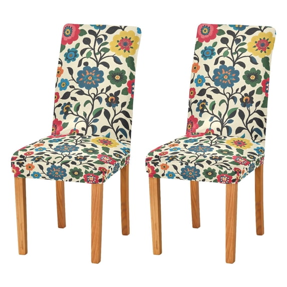 Yayeee 2 Pack Dining Chair Covers Stretch Parson Chairs Slipcovers Seat Protector, Vibrant Floral