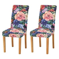 Yayeee 2 Pack Dining Chair Covers Stretch Parson Chairs Slipcovers Seat Protector, Vibrant Pink Floral Pattern