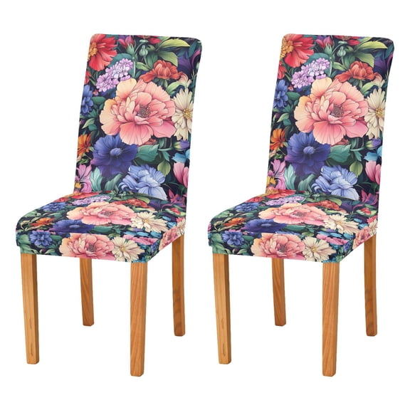 Yayeee 2 Pack Dining Chair Covers Stretch Parson Chairs Slipcovers Seat Protector, Vibrant Pink Floral Pattern
